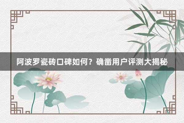 阿波罗瓷砖口碑如何？确凿用户评测大揭秘